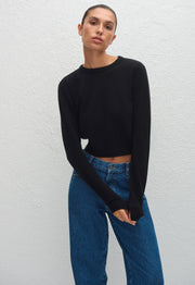 Cashmere Crew Baby Sweater - Black - Matteau